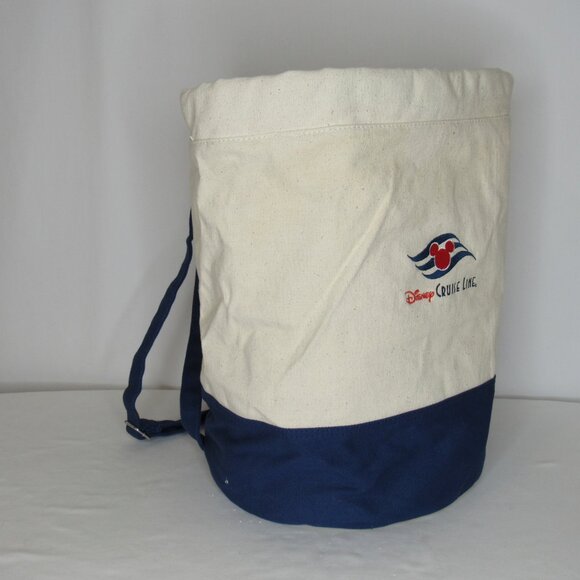 Disney Cruise Line Canvas Round Backpack Duffle Tote Adjustable Drawstring - Picture 5 of 5